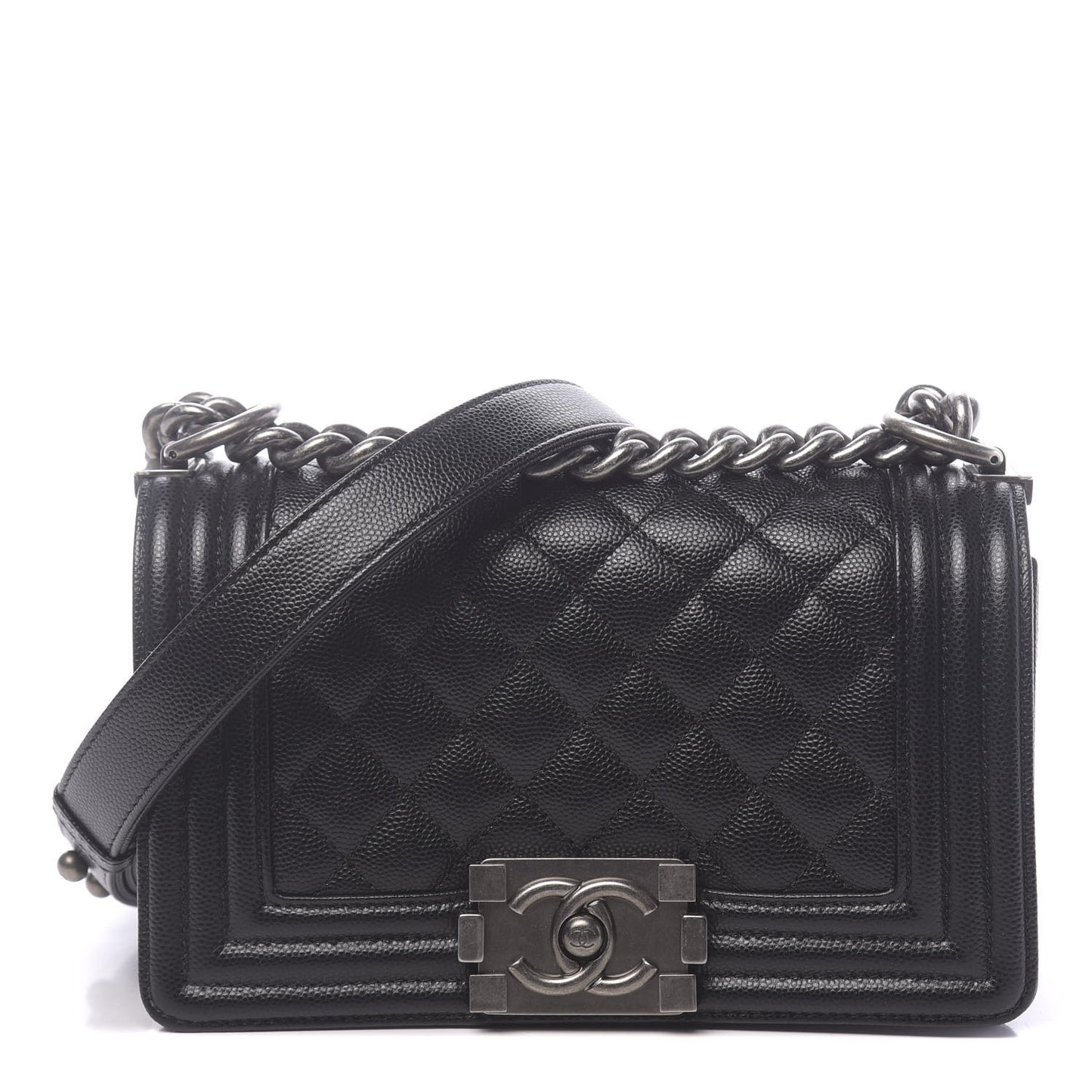 Caviar Quilted Small Boy Flap Black
