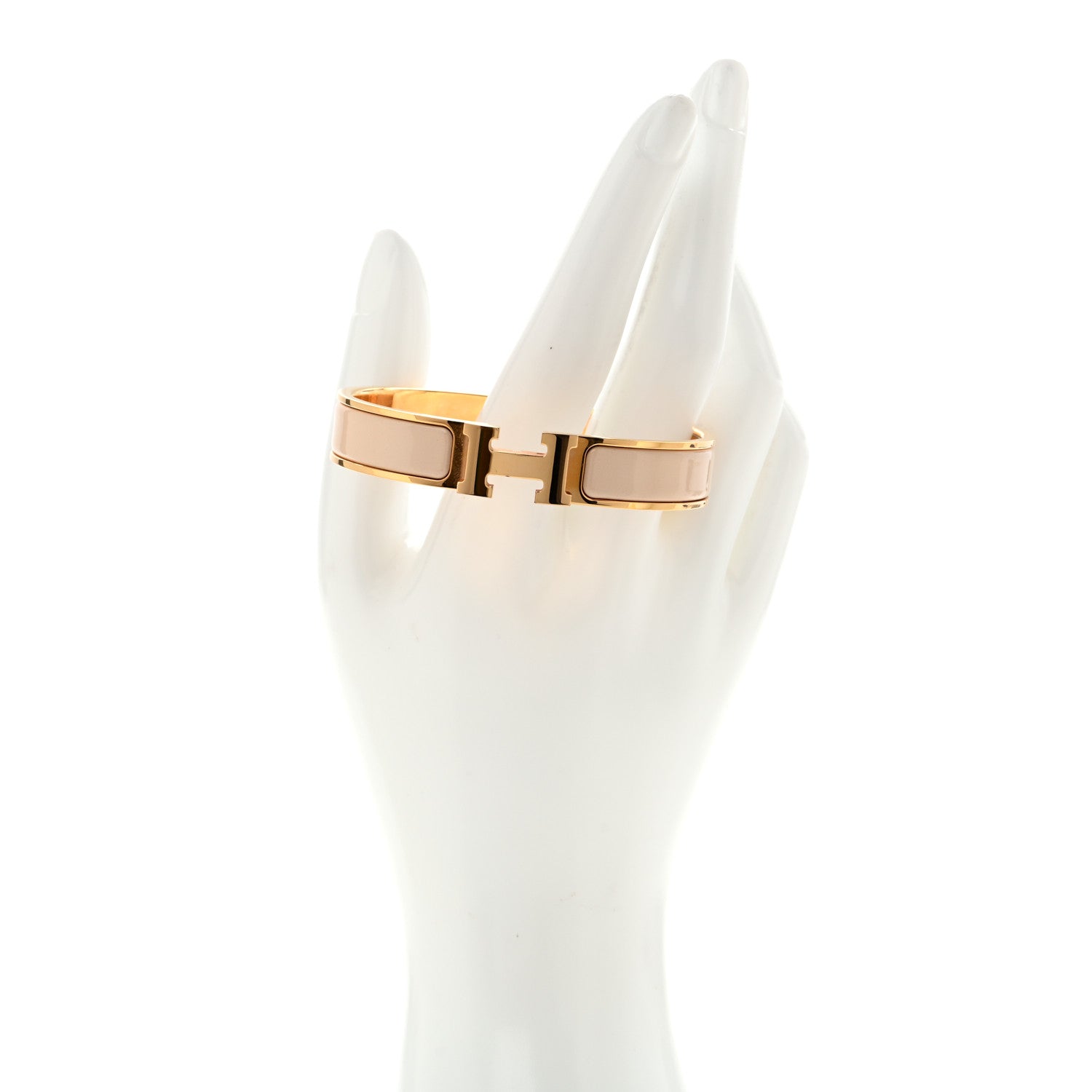 Hermes Enamel Narrow Clic Clac H Bracelet GM Creme 2 of 4