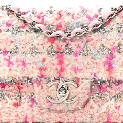 Chanel Tweed Quilted Mini Rectangular Flap Light Pink Silver Blue 8 of 10