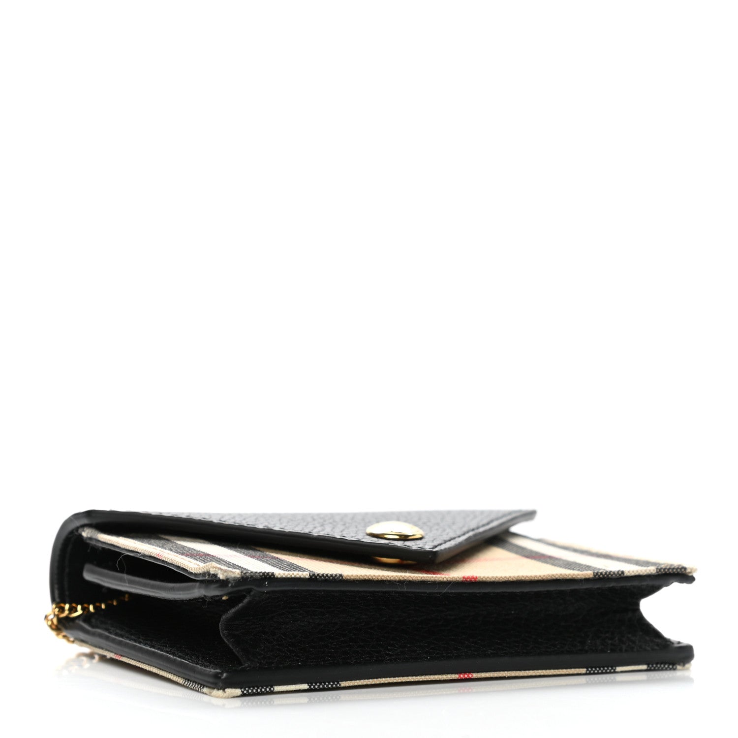 Burberry Grainy Calfskin Vintage Check Jade Card Case On Chain Black 5 of 8