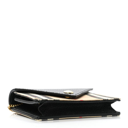 Burberry Grainy Calfskin Vintage Check Jade Card Case On Chain Black 5 of 8