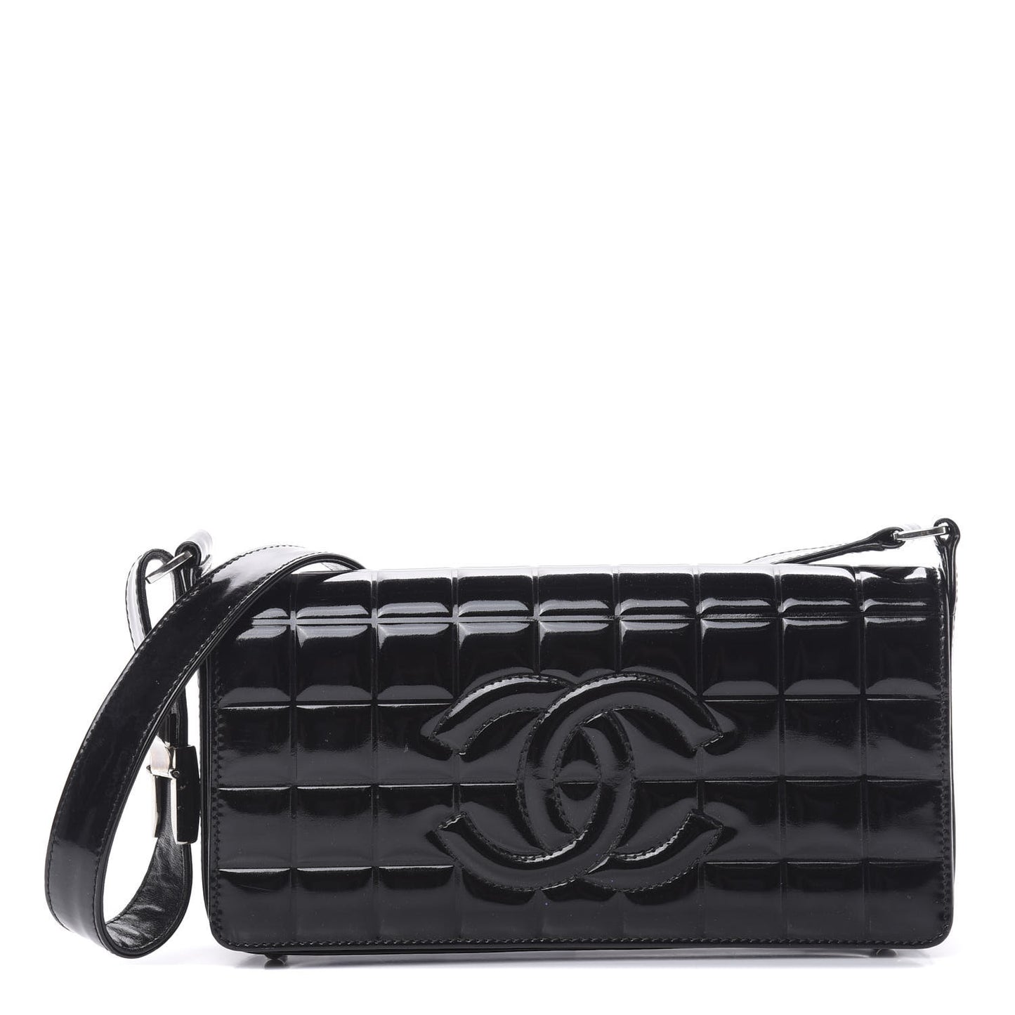 Patent Chocolate Bar Quilted CC Flap Black