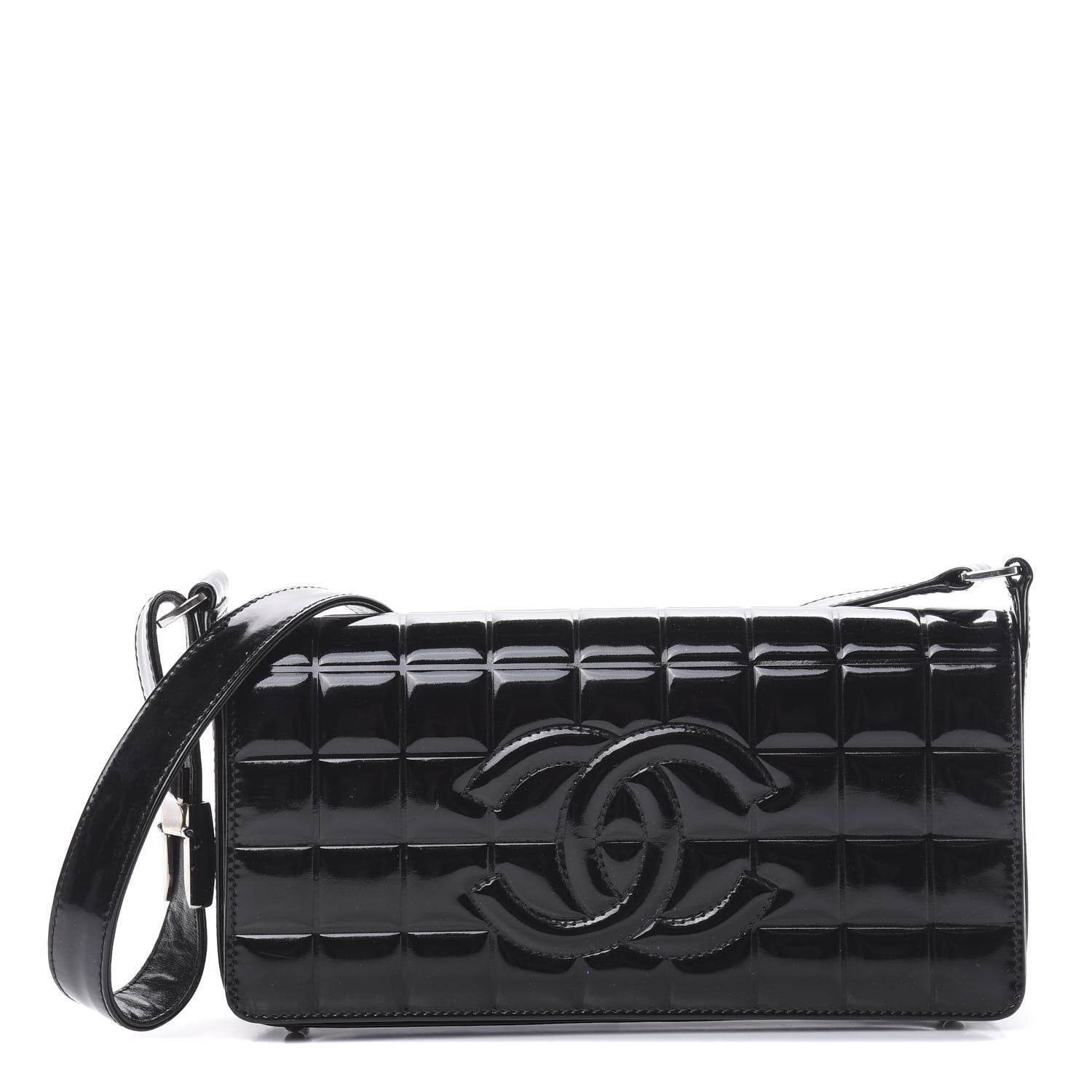 Chanel Patent Chocolate Bar Quilted CC Flap Black 1 of 12