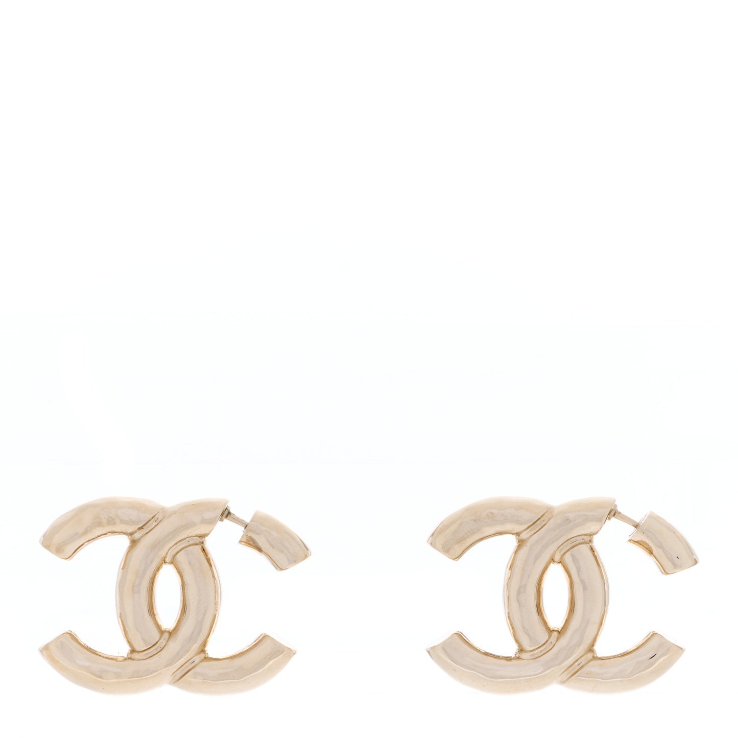 Metal Large CC Earrings Light Gold