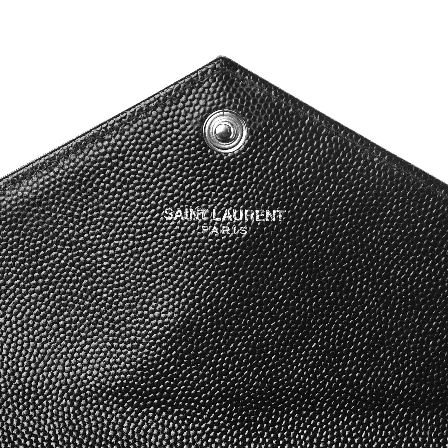 Saint Laurent Grain De Poudre Matelasse Chevron Small Monogram Chain Wallet Black 6 of 10