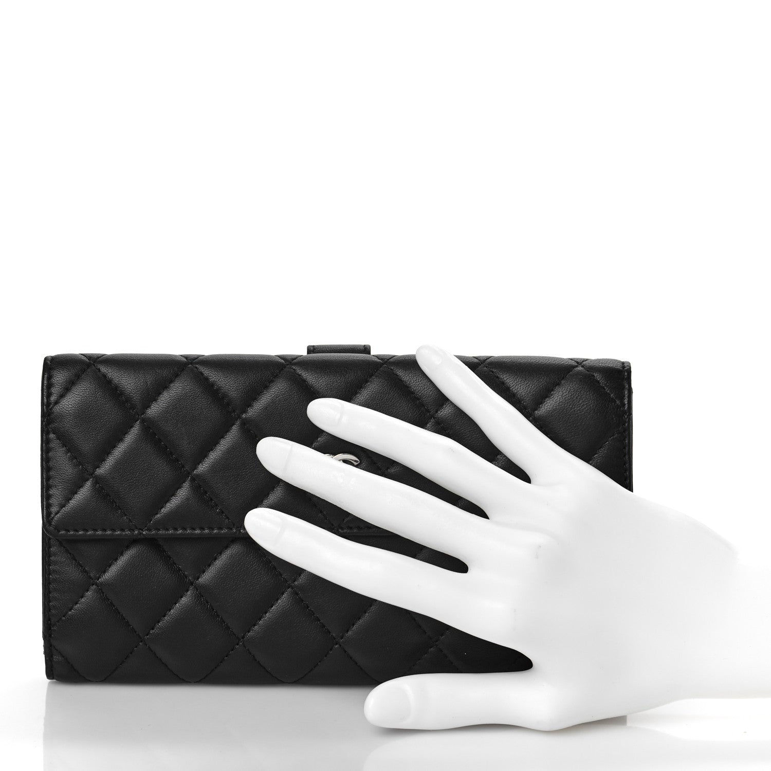 Chanel Lambskin Quilted Long Flap Wallet Black 2 of 11