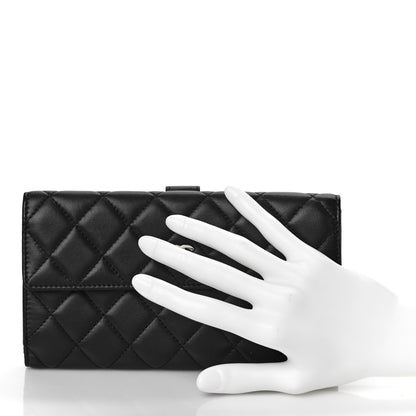 Chanel Lambskin Quilted Long Flap Wallet Black 2 of 11