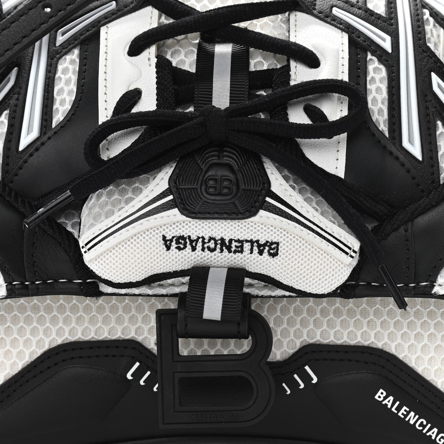 Balenciaga Faux Calfskin Fabric Small Sneakerhead Top Handle Bag Black White 8 of 10