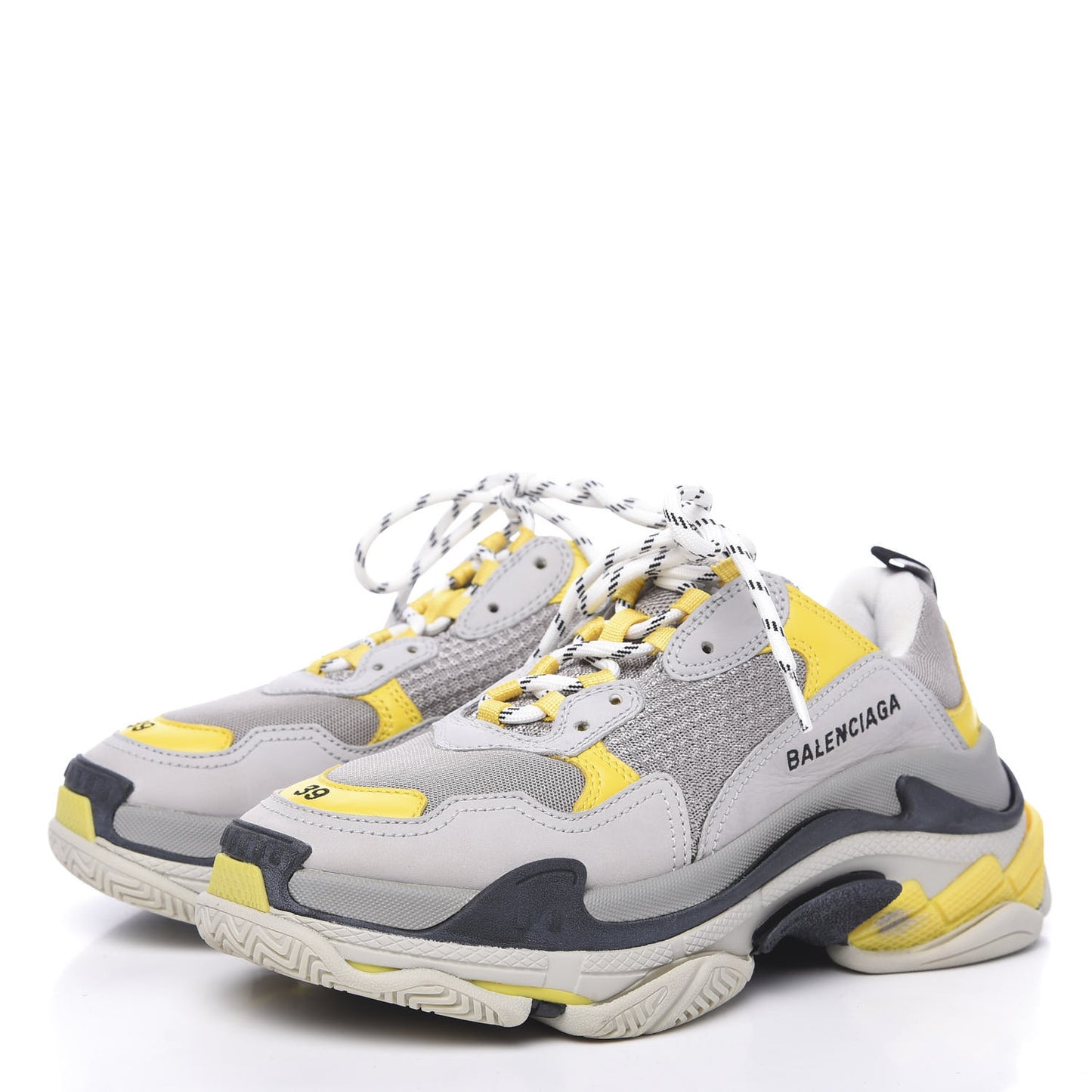 Fabric Mesh Womens Triple S Sneakers 39 Yellow Grey White