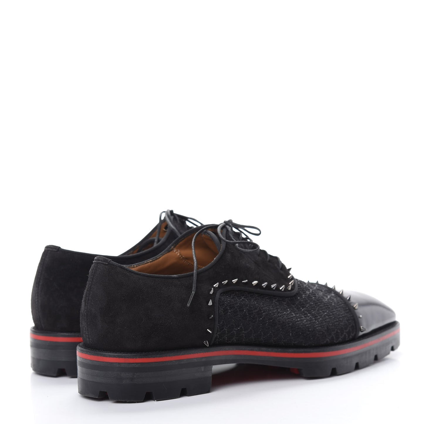 Suede Calfskin Spikes Champignac Mens Flat Oxfords 44 Black