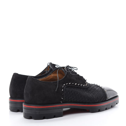 Christian Louboutin Suede Calfskin Spikes Champignac Mens Flat Oxfords 44 Black 4 of 10