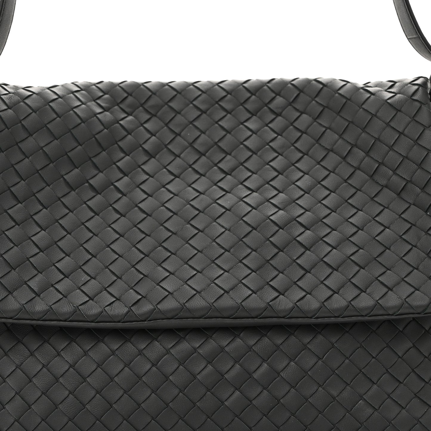 Nappa Intrecciato Flap Shoulder Bag Ebano
