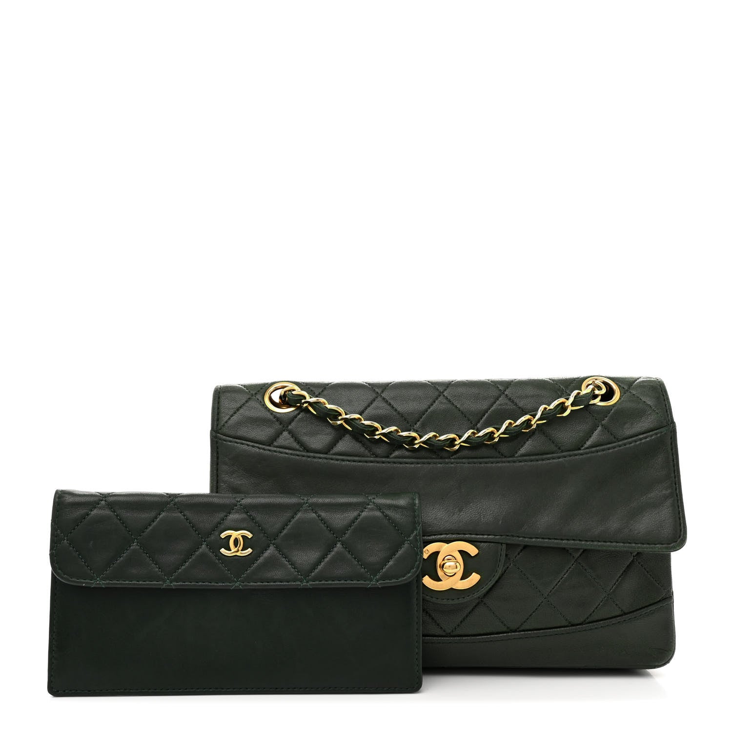 Chanel Lambskin Quilted Small Single Flap With Pouch Green 3 of 17