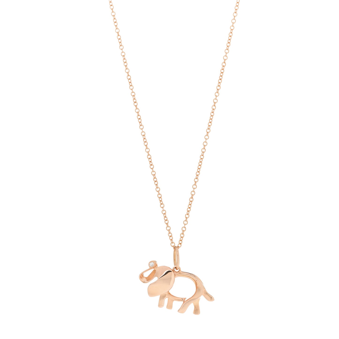 18K Rose Gold Diamond Save The Wild Elephant Pendant Necklace