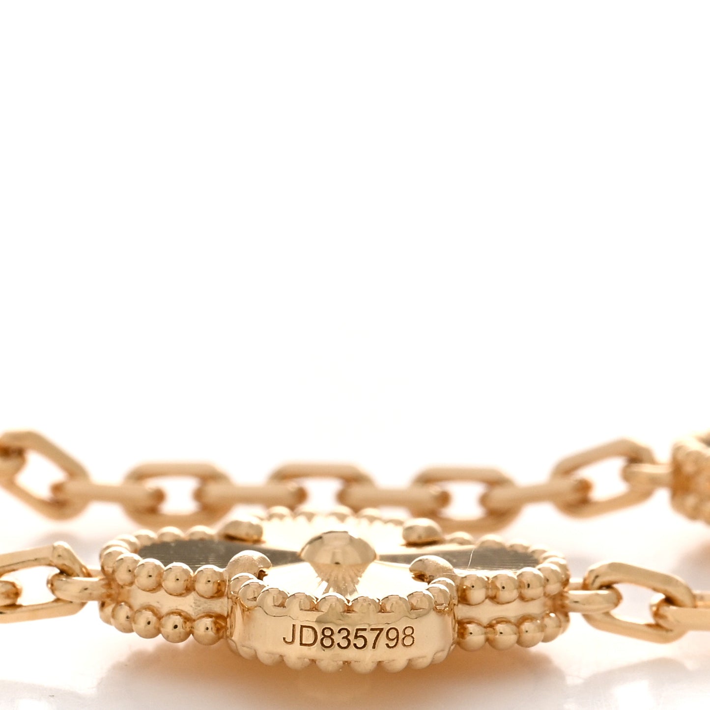 18K Yellow Gold 5 Motifs Guilloche Vintage Alhambra Bracelet