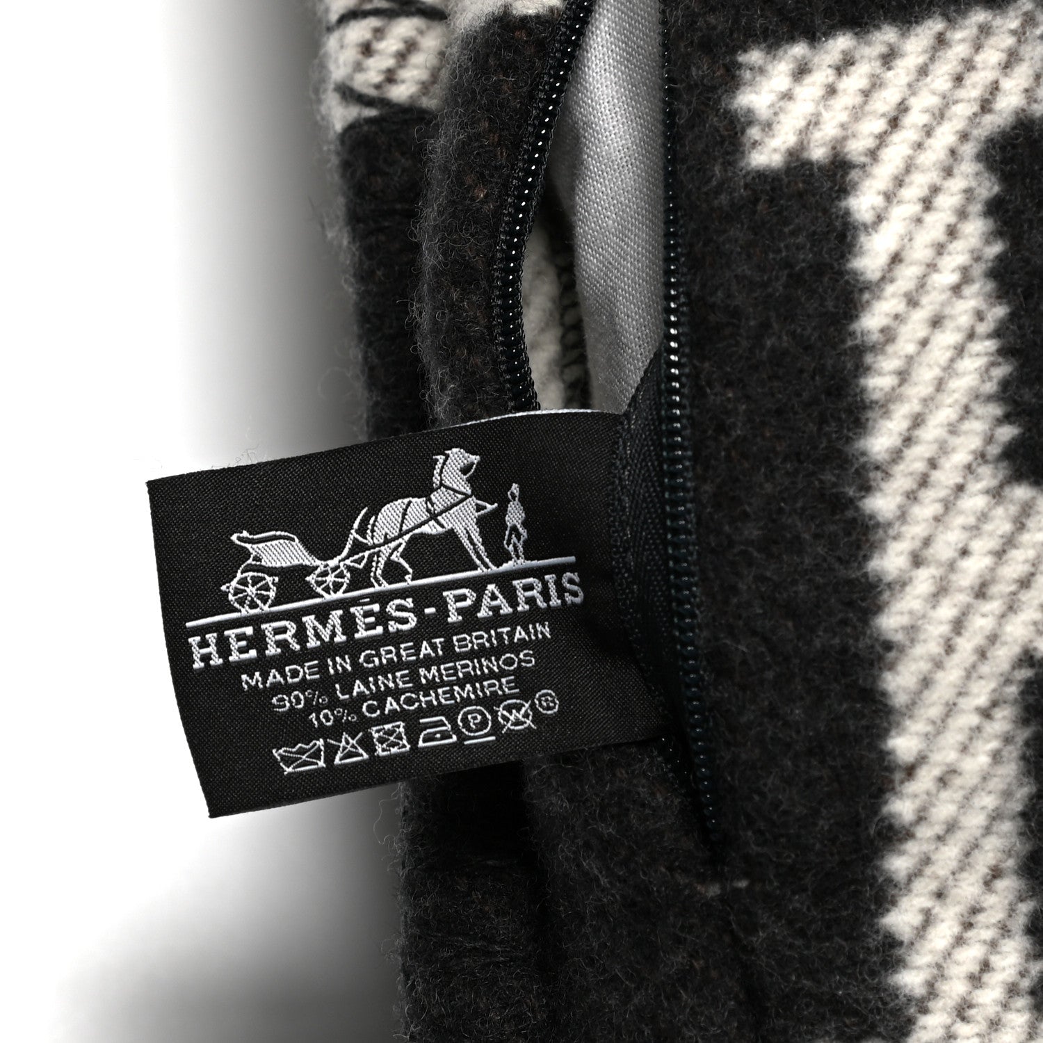 Hermes Wool Cashmere Avalon Pillow PM Ecru Gris Fonce 3 of 3