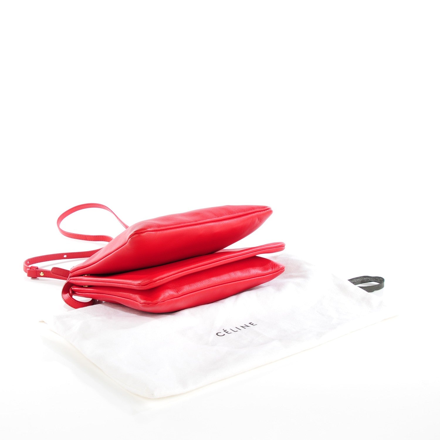 Celine Lambskin Large Trio Crossbody Bag Red 4 of 8