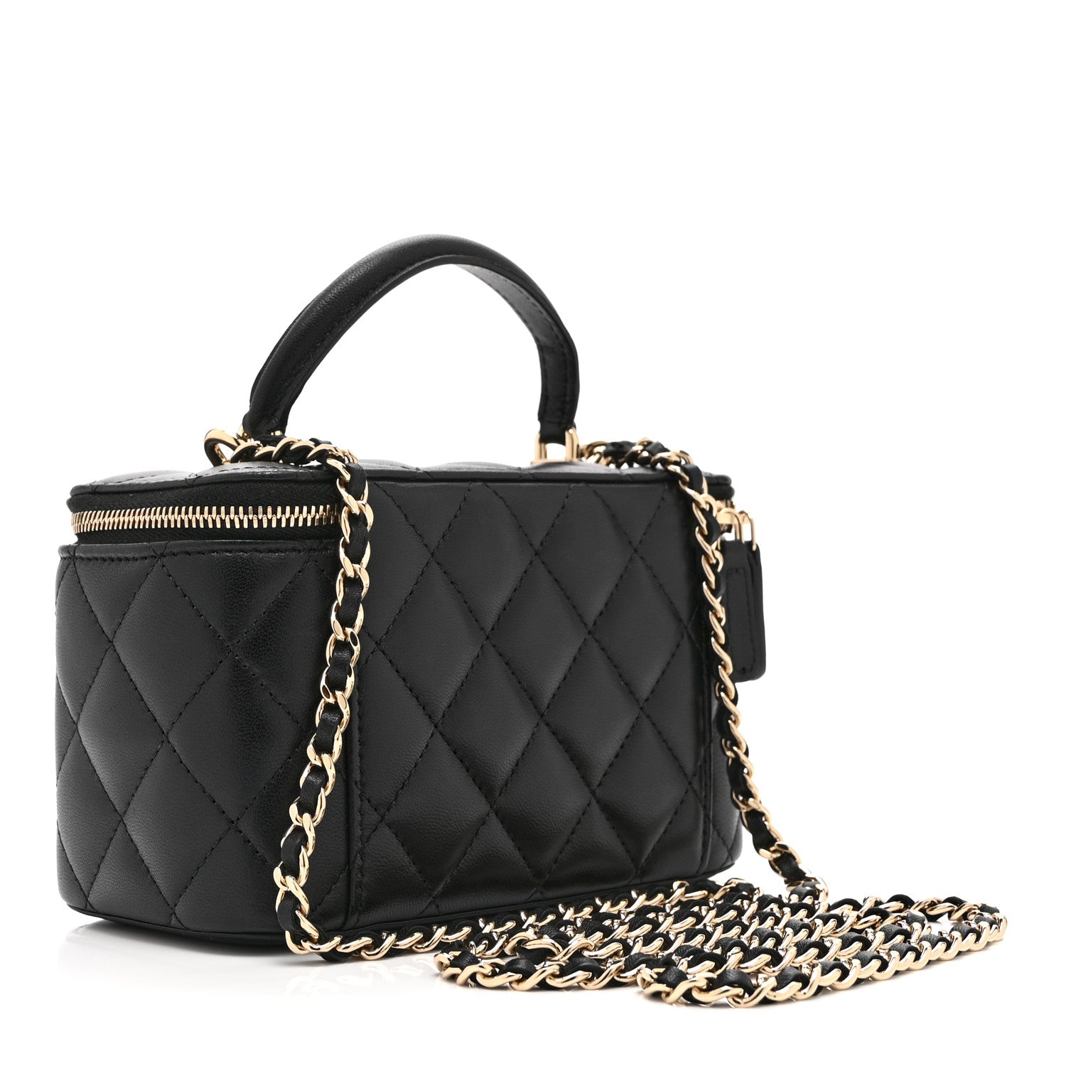 Chanel Lambskin Quilted Small Top Handle Vanity Case With Chain Black 3 of 11