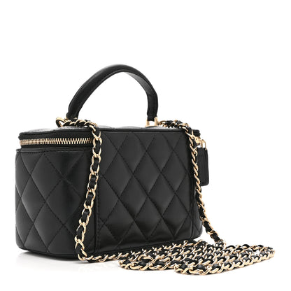 Chanel Lambskin Quilted Small Top Handle Vanity Case With Chain Black 3 of 11
