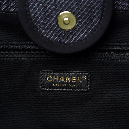 Chanel Mixed Fibers Calfskin Medium Deauville Tote Blue 9 of 11