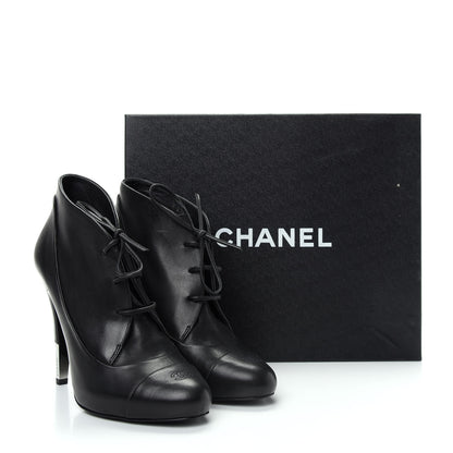 Chanel Calfskin Oxford Lace Up Ankle Booties 38 Black 11 of 11