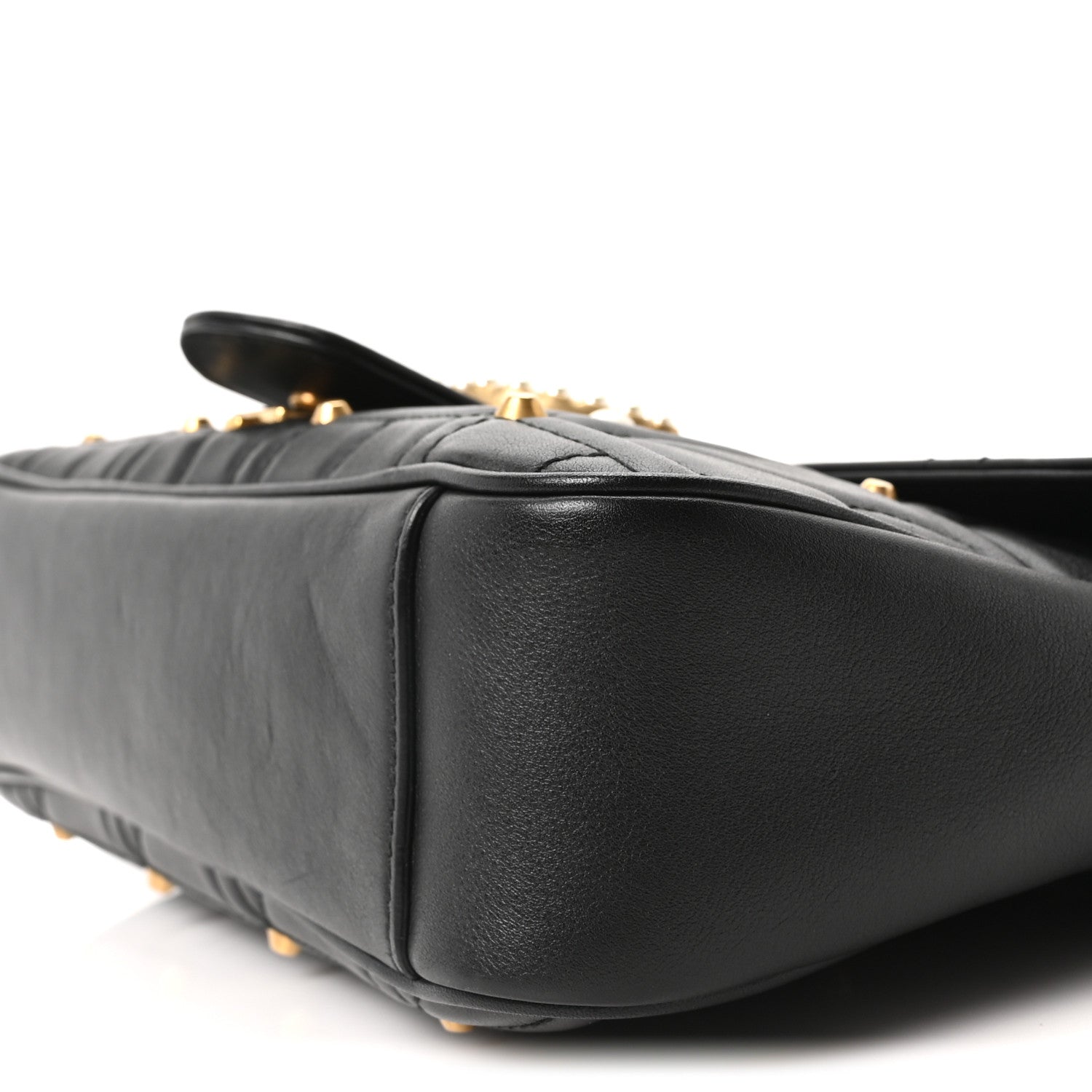 Gucci Calfskin Matelasse Studded Medium Pearly GG Marmont Shoulder Bag Black 10 of 10