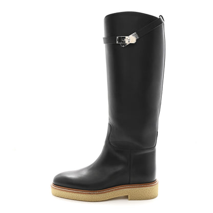 Hermes Calfskin Honey Boots 38.5 Black 1 of 9