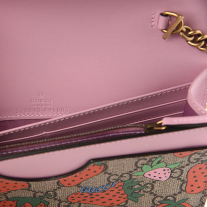 Gucci GG Supreme Monogram Strawberry Chain Wallet 6 of 12