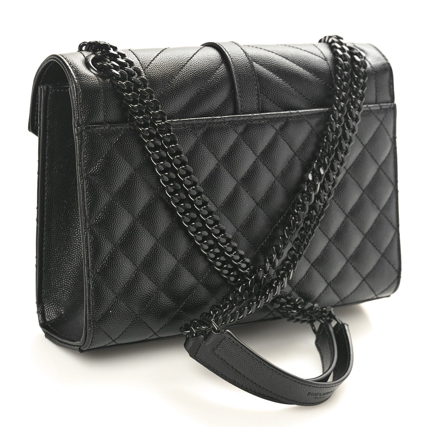 Grain De Poudre Textured Mixed Matelasse Triquilt Medium Monogram Monochrome Satchel Black