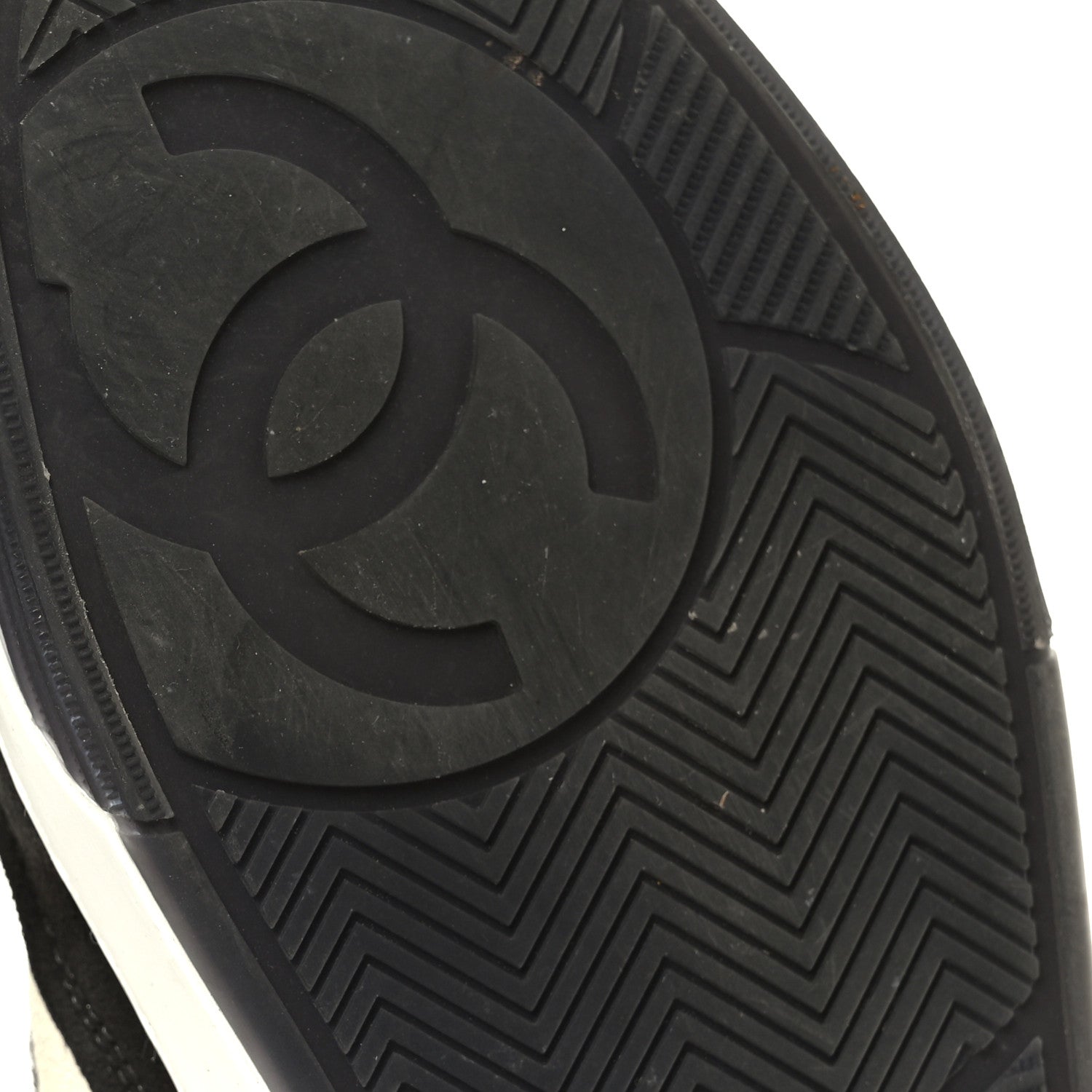 Chanel Suede Kidskin Womens CC Sneakers 37.5 Black White 8 of 11