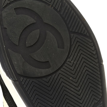 Chanel Suede Kidskin Womens CC Sneakers 37.5 Black White 8 of 11