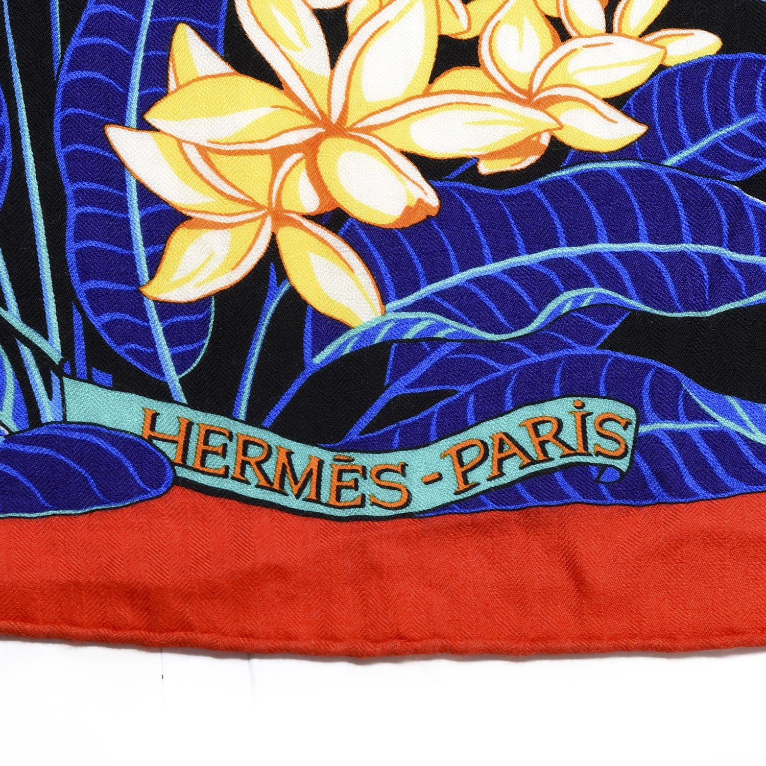 Hermes Cashmere Silk Flamingo Party Shawl 140 Rouge Vif Blanc Bleu 2 of 4