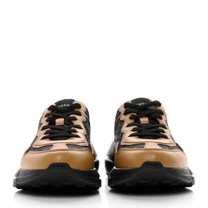 Gucci Monogram Textured Dollar Calfskin Mens Rhyton Sneakers 8 Black Khaki Beige 2 of 10