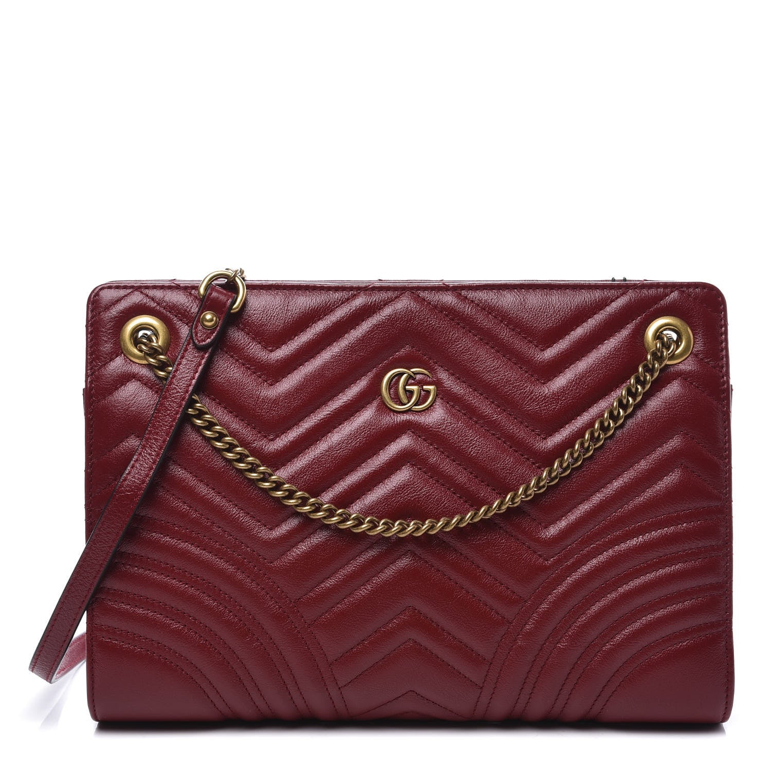 Gucci Azalea Calfskin Matelasse Heart Medium GG Marmont Slim Shoulder Bag Romantic Cerise 1 of 10