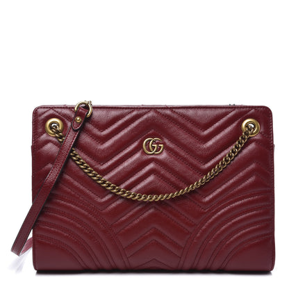 Gucci Azalea Calfskin Matelasse Heart Medium GG Marmont Slim Shoulder Bag Romantic Cerise 1 of 10