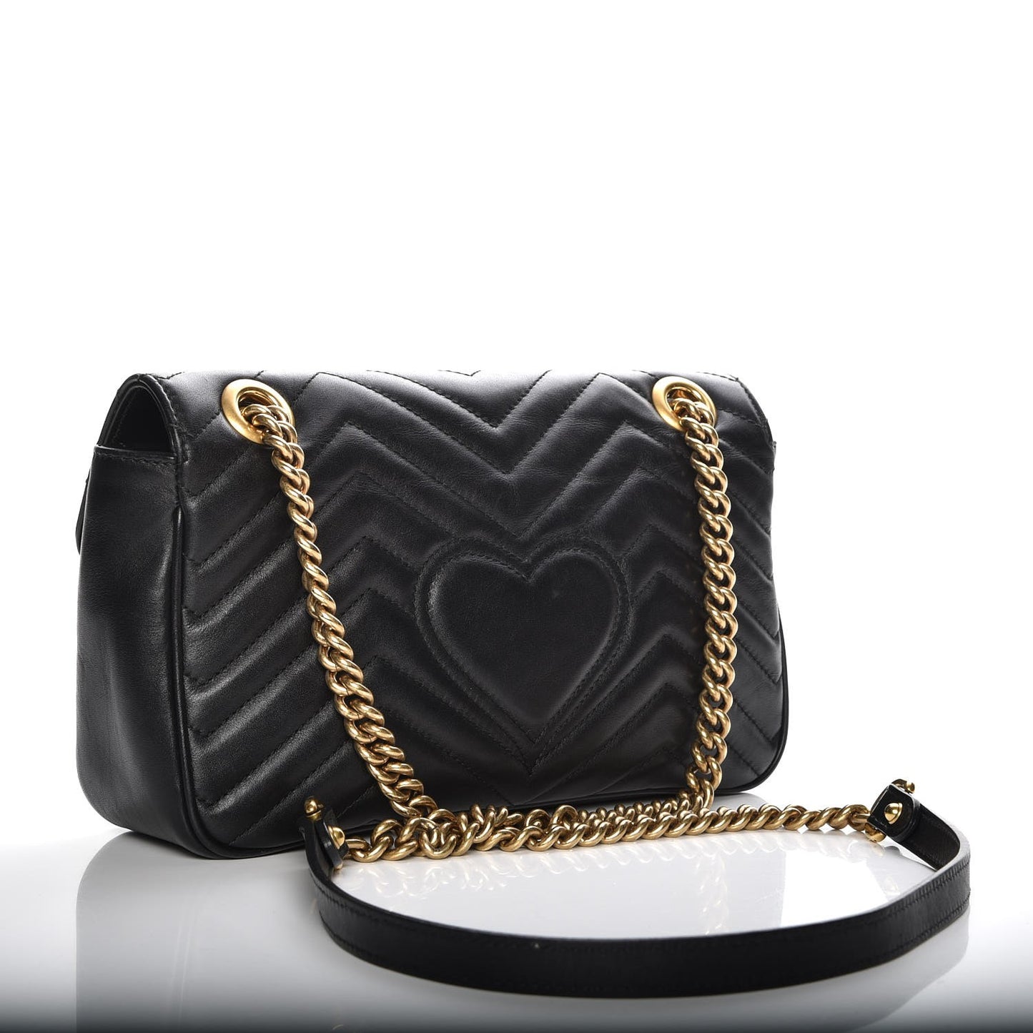 Calfskin Matelasse Small GG Marmont Shoulder Bag Black