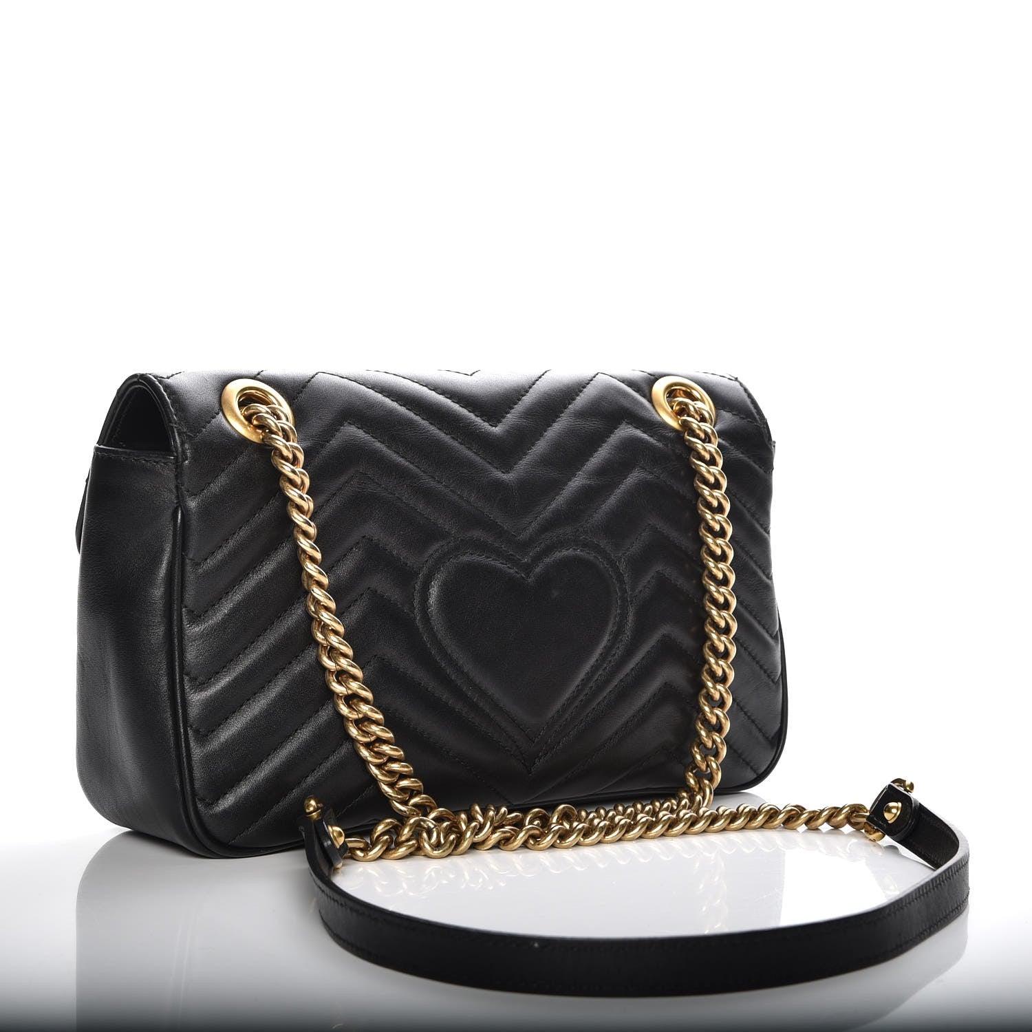 Gucci Calfskin Matelasse Small GG Marmont Shoulder Bag Black 3 of 7