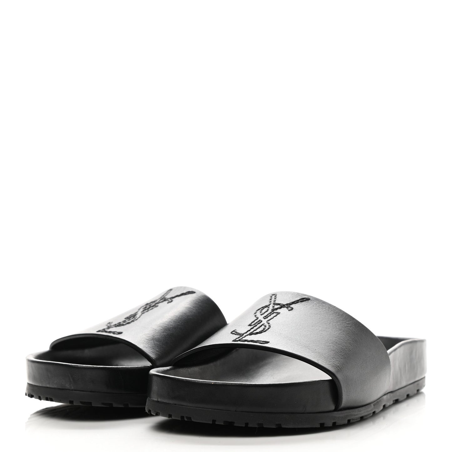 Calfskin Monogram Jimmy Joan Slide Sandals 35 Black