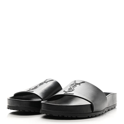 Saint Laurent Calfskin Monogram Jimmy Joan Slide Sandals 35 Black 3 of 9