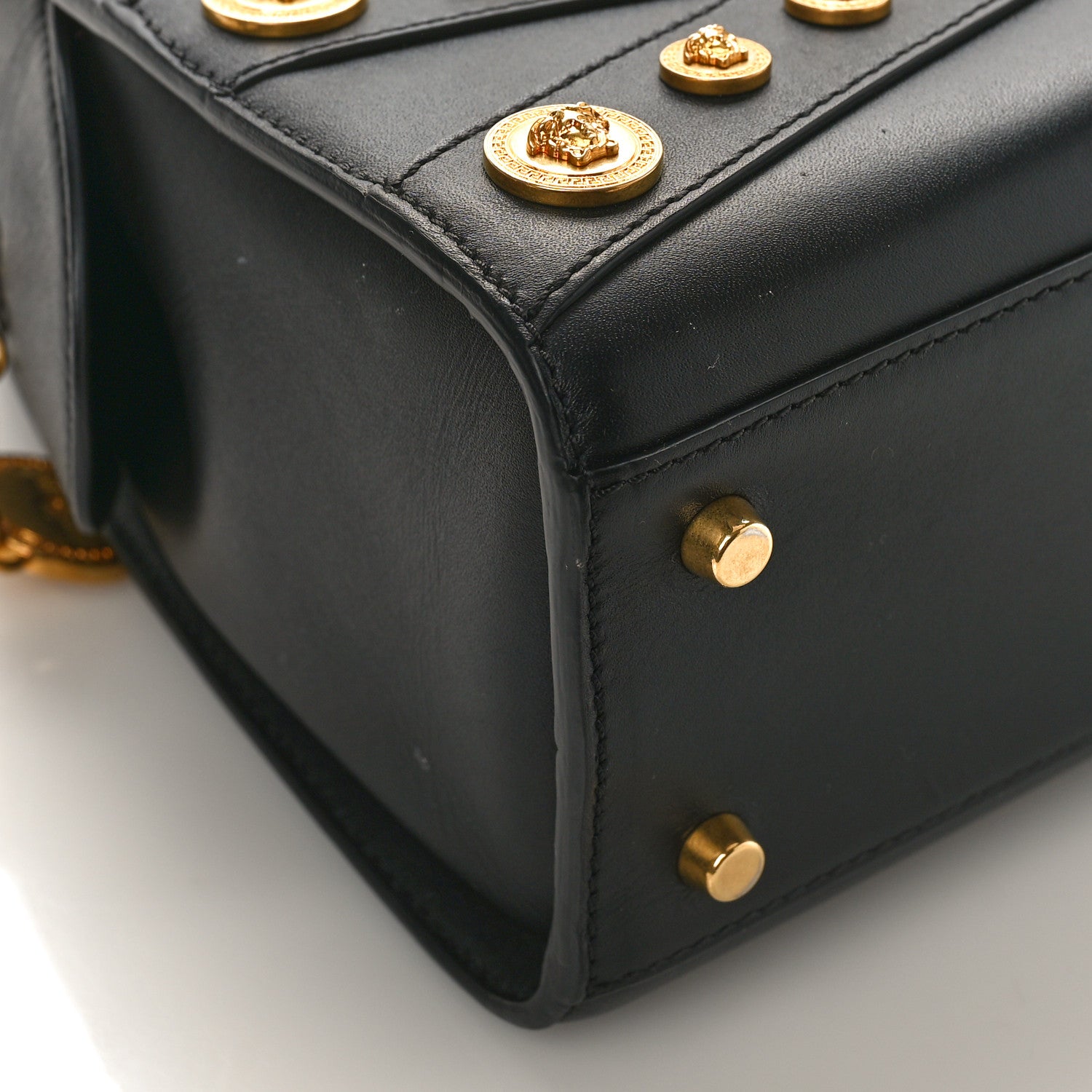Versace Calfskin Medallion Tribute Bowling Bag Black 7 of 8