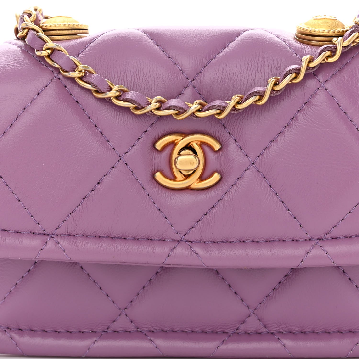 Chanel Shiny Lambskin Quilted Extra Mini Flap Purple 8 of 10