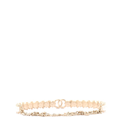 Chanel Strass Crystal Studded Pearl CC Choker Necklace Gold Pearly White 3 of 6