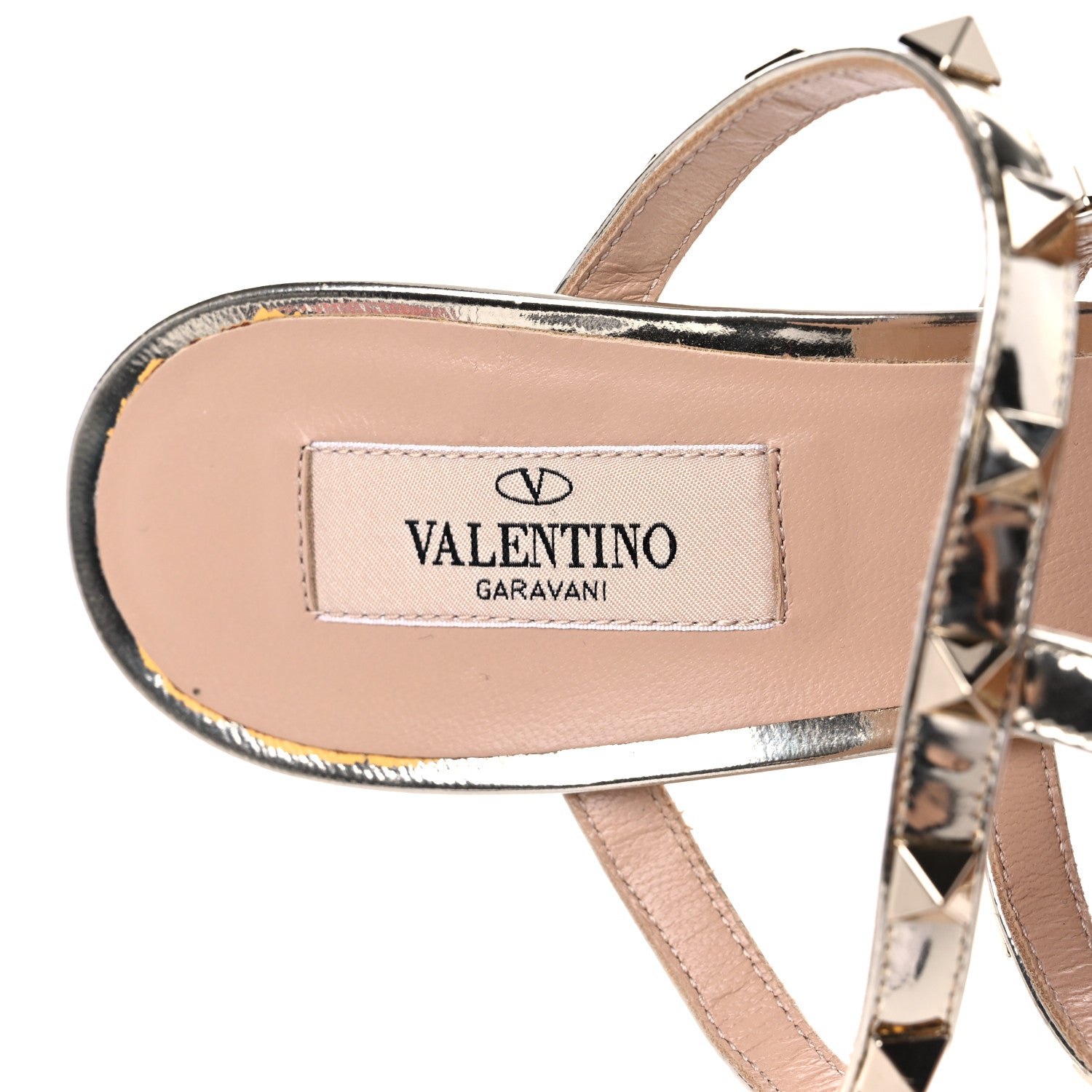 Valentino Garavani Metallic Pebbled Calfskin Rockstud 90mm Cage Mules 40 Platino 9 of 9
