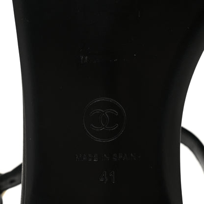 Chanel Lambskin Enamel CC Thong Sandals 41 Black 7 of 10
