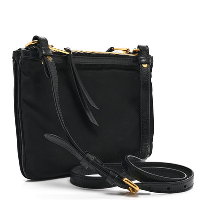 Prada Tessuto Nylon Soft Calf Double Zip Crossbody Bag Black 5 of 21