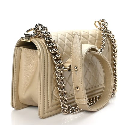 Chanel Metallic Caviar Quilted Medium Boy Flap Light Gold 3 of 9