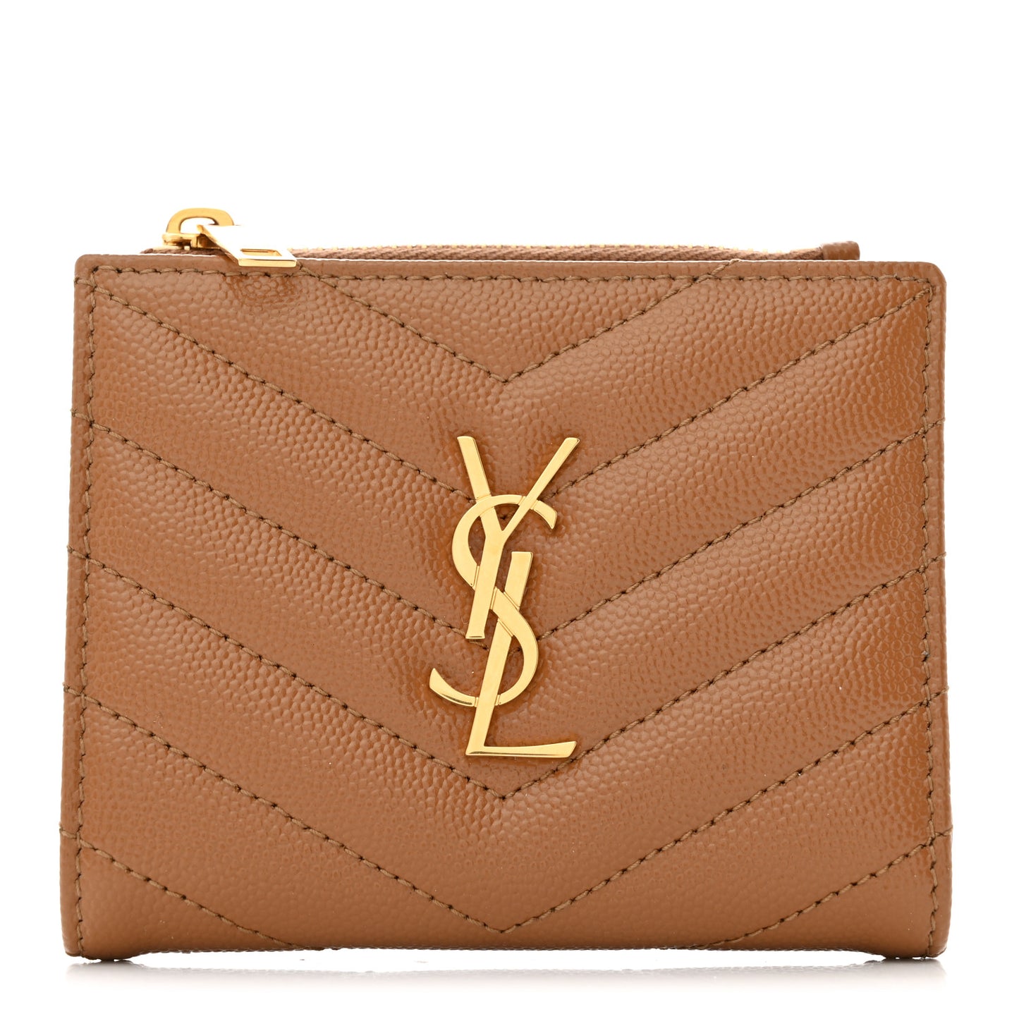 Grain De Poudre Matelasse Chevron Monogram Zipped Card Case Natural Dark