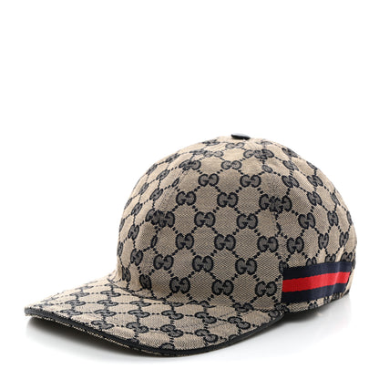 Gucci Monogram Web Baseball Hat XL Beige Blue 1 of 9