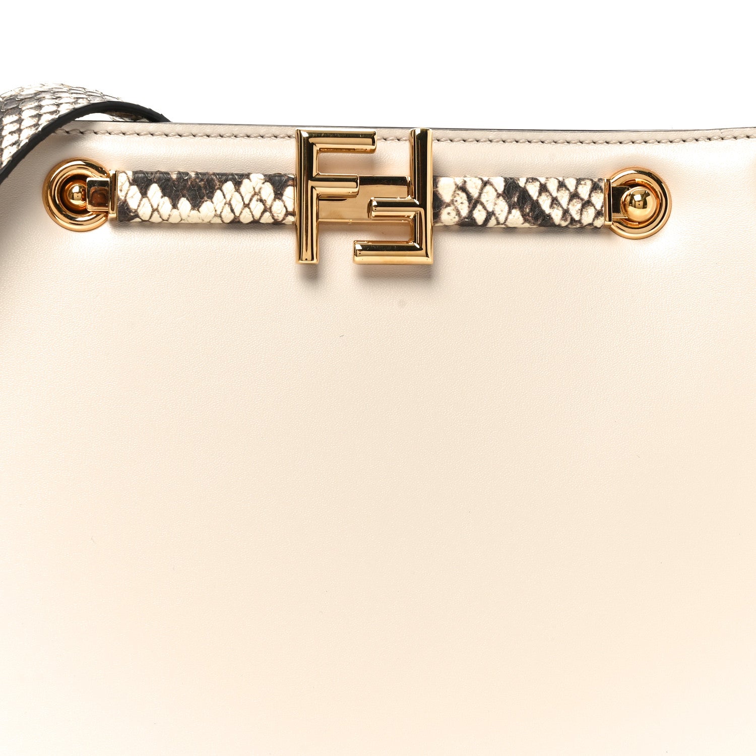 Fendi Vitello King Snakeskin Embossed Luxor Fendi Touch Shoulder Bag Camelia Daisy Roccia 8 of 10