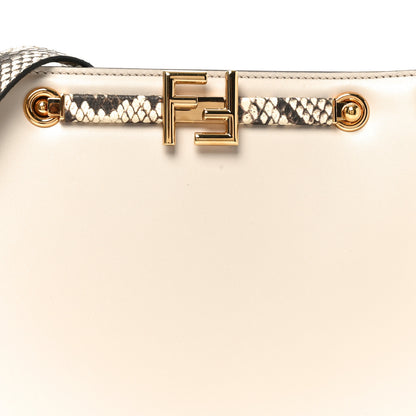 Fendi Vitello King Snakeskin Embossed Luxor Fendi Touch Shoulder Bag Camelia Daisy Roccia 8 of 10